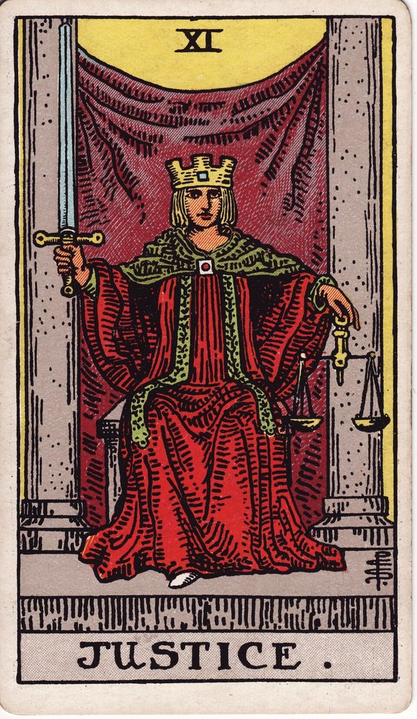 A Justiça, ilustração de Pamela Colman Smith