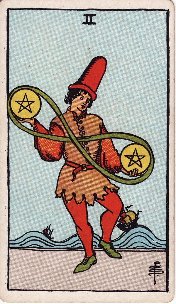 Dois de Ouros, ilustração de Pamela Colman Smith