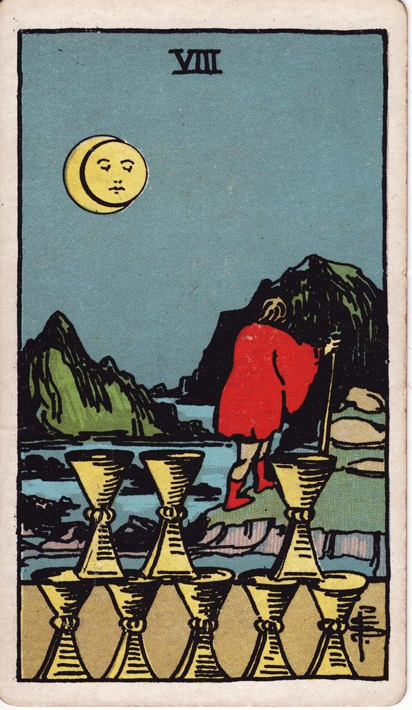 Oito de Copas, ilustração de Pamela Colman Smith