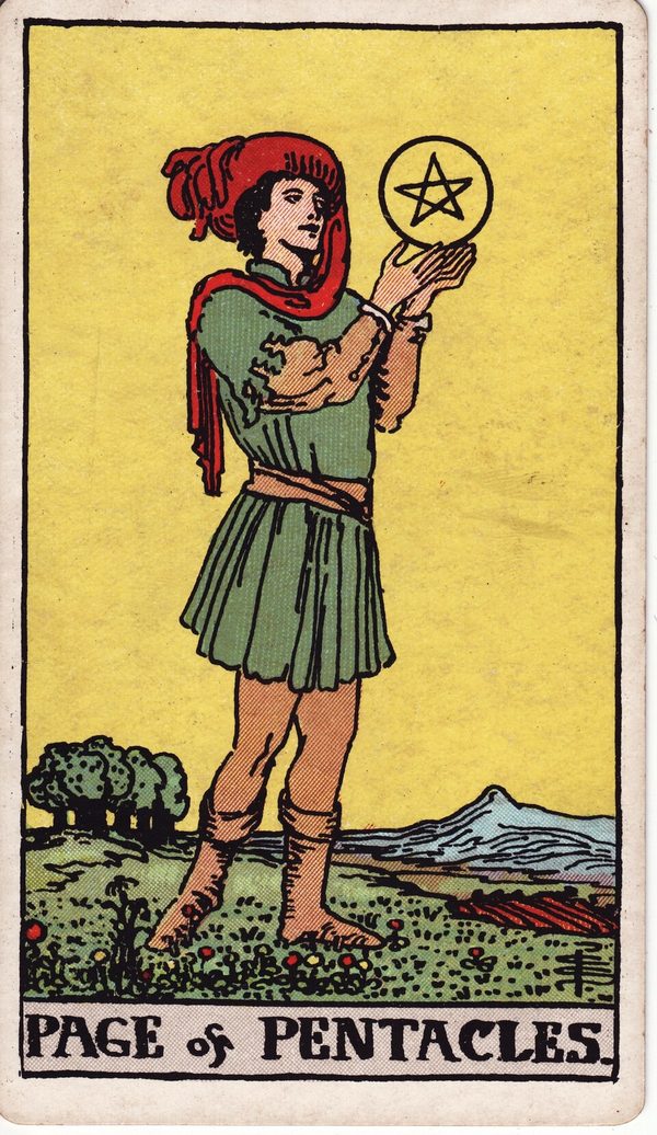 Pajem de Ouros, ilustração de Pamela Colman Smith