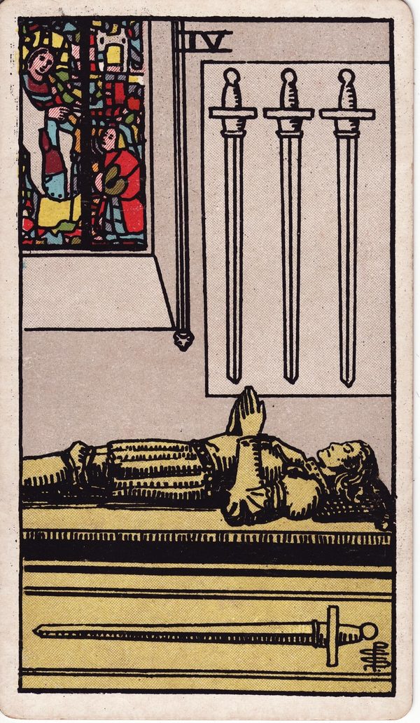 Quatro de Espadas, ilustração de Pamela Colman Smith